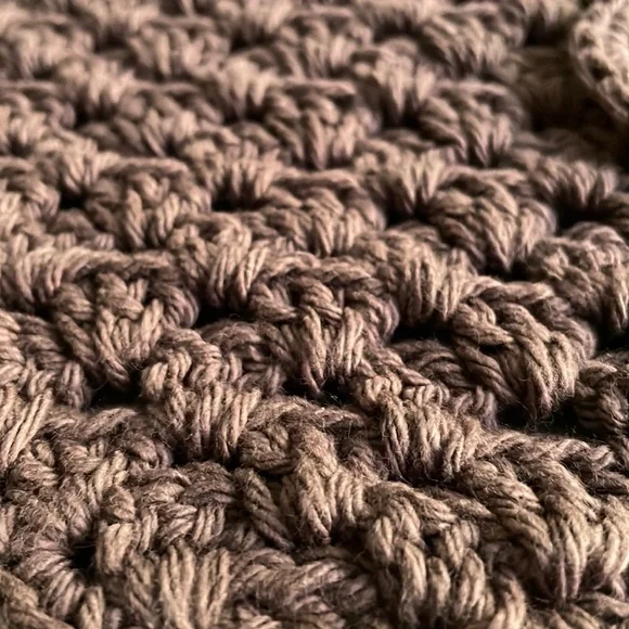 2 Handmade Dishcloths Washcloths w Loop100% Cotton Dark Brown Hand Crocheted - Picture 3 of 4